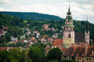 Beautiful view of the city and landscape . Krumlov , Czech Republic
