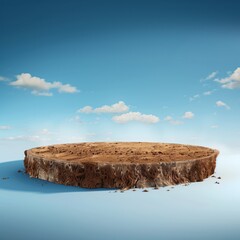 Earth land Soil layers 3D Illustration round soil ground cross section float landscape fantasy floating island.
