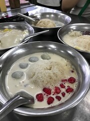 Thai rice balls (Bua Loi) with water chestnuts in coconut milk