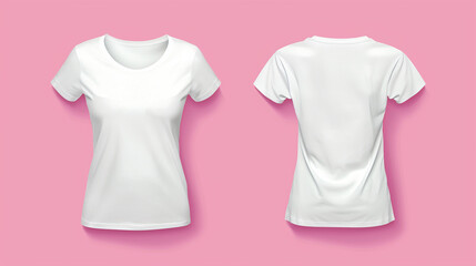 women's white t-shirt mockup on pink background