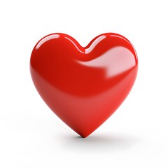 3D red heart isolated on white background. Generative AI.