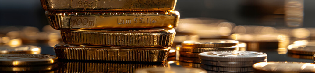 Lot of top quality gold bars, financial and investment concept, data schedule concept, digital analytics and success concept, successful saving concept, forex concept