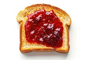 Toast bread with sweet raspberry jam isolated on white background
