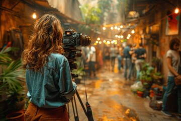 Obraz premium Woman posing for camera on urban street