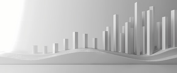 Perfectly structured rendering of a sharp increase in market performance, illustrated in a clean bar graph against a pure white surface.