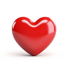 3D red heart isolated on white background. Generative AI.