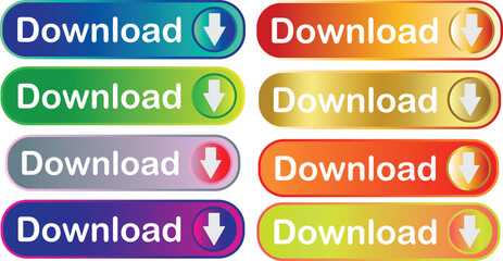 Download icons button design. Colorful download button pack for website, ads, UI, and project. vector EPS 10