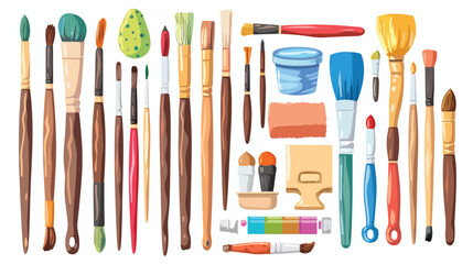 Art supplies Four . Paint brushes pencils liners eras