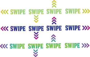 Swipe icon set. Swipe left, right, up and down. Vector  colourful