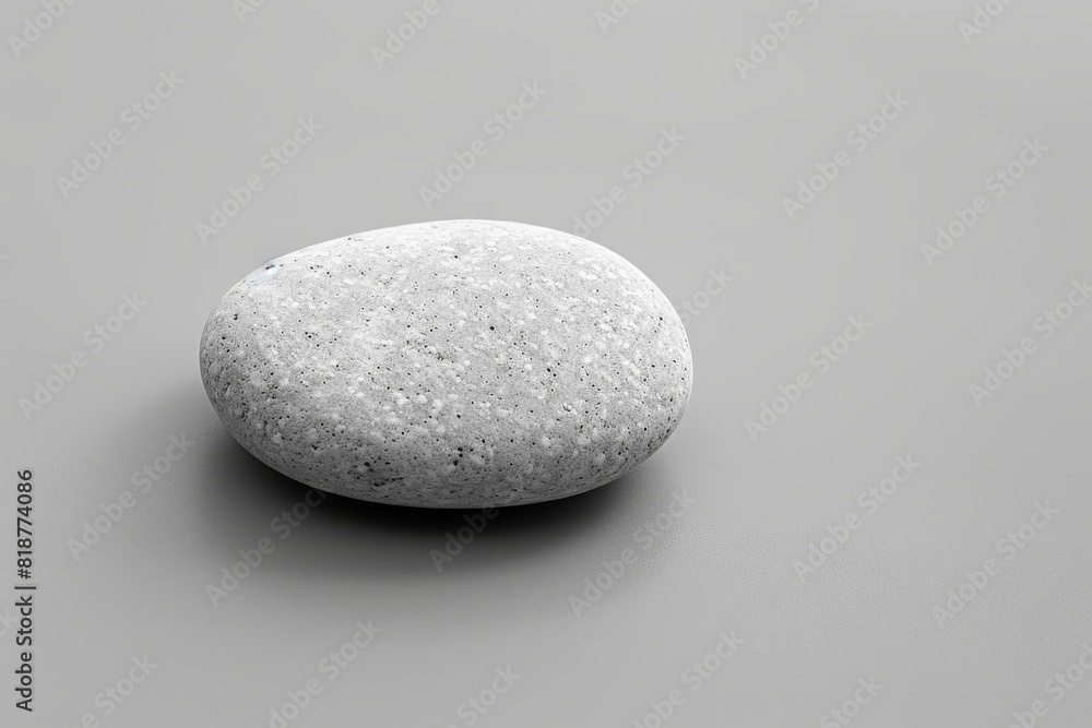 Poster a single, serene pebble rests perfectly centered on smooth sand in a minimalist top-down view