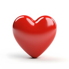 3D red heart isolated on white background. Generative AI.