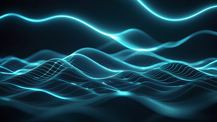 Hyper-Realistic Abstract Technology Background with 3D Digital Waves