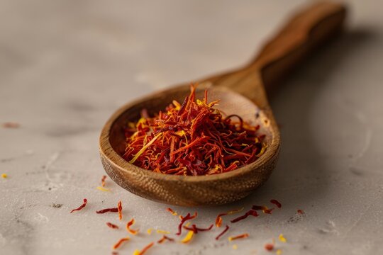 Saffron seasoning in a spoon