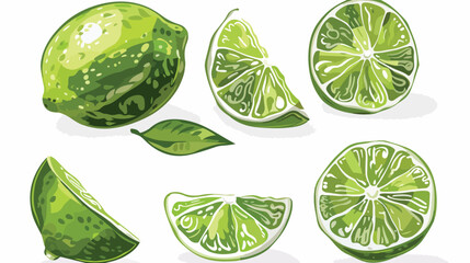 Tasty lime on white background vector style vector