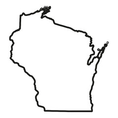 White solid outline of the state of Wisconsin