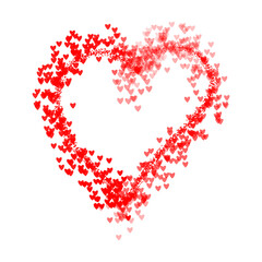 One red heart on white background, illustration