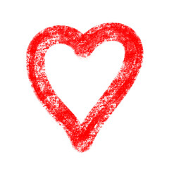 One red heart on white background, illustration