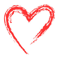 One red heart on white background, illustration