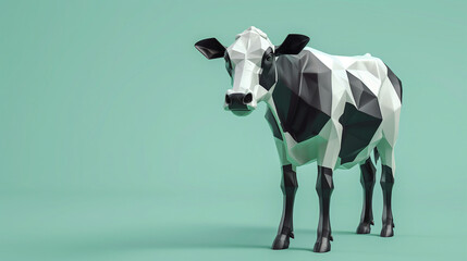 Black and White Cow on Green Background