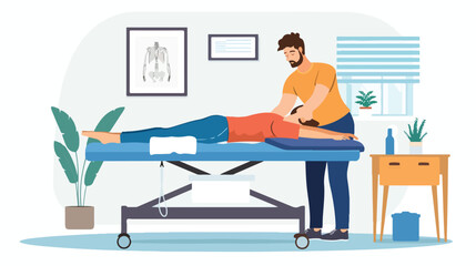 Therapist practicing sports massage or osteopathy.