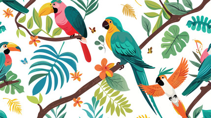 Beautiful tropical seamless pattern with different ex