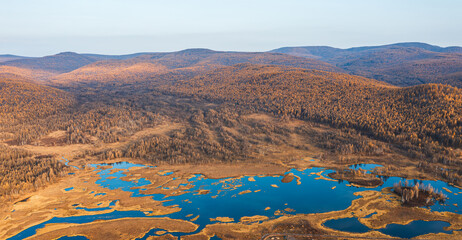 Aerial photography of autumn scenery in Aershan, Inner Mongolia