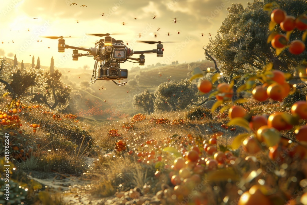 Poster smart farming applications with modern drone technology for agricultural field monitoring and advanc