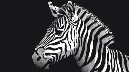 Black and white trendy zebra print vector flat illustration