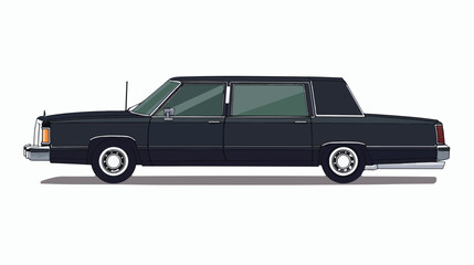 Black hearse isolated on white background. Automobile