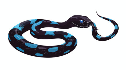 Black snake with blue patches isolated on white background