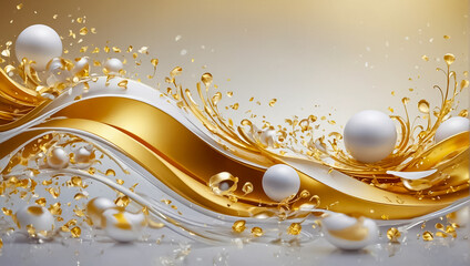 beautiful abstract background with gold, wave, ball dynamic