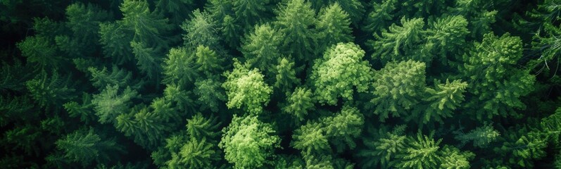 Aerial view of a forest with a few trees in the foreground