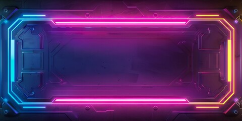 A futuristic neon frame with a glowing background.