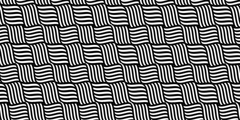 Black on white simple geometric vector seamless pattern with black lines wave, modern simple wallpaper, bright tile backdrop, monochrome graphic element