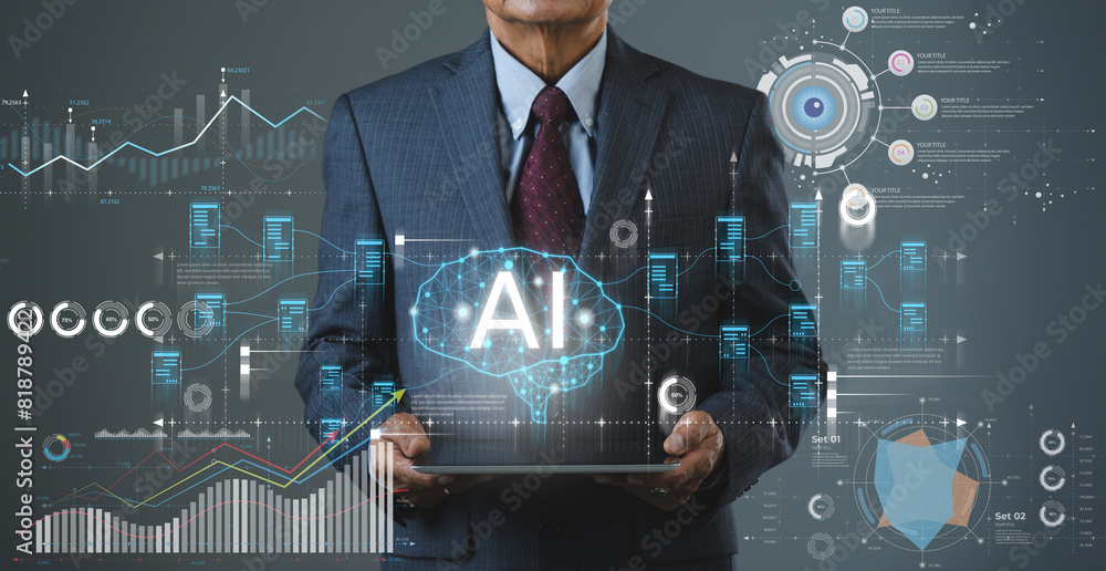 Poster the intersection of business and technology is being reshaped by innovative artificial intelligence 