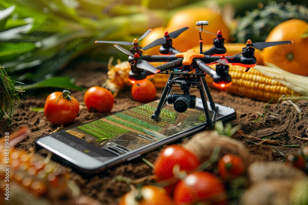 Poster smart farming applications with modern drone technology for agricultural field monitoring and advanc