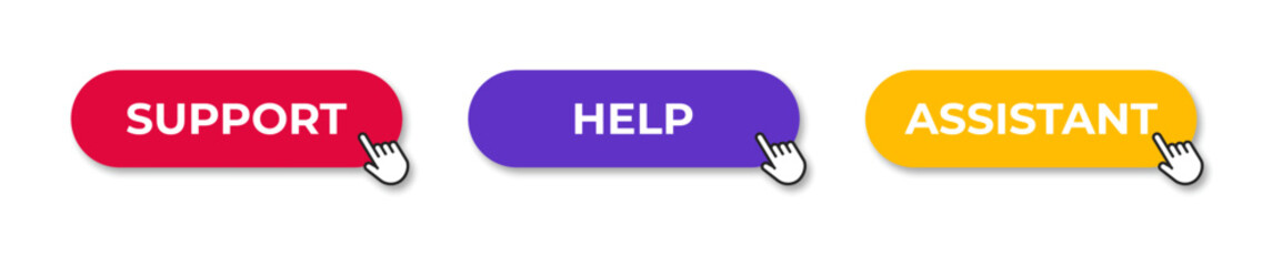 Client support button. Help button. Assistant button. Vector illustration