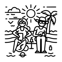 Vacation icon, leisure icon, summer icon, travel icon, beach icon, sun icon, tourism icon, airplane icon, travel destinations icon, family icon, business icon, sunbathing icon, icon, travel, summer,