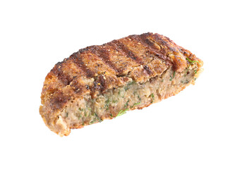 Half of tasty vegetarian cutlet isolated on white