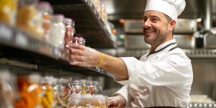 A chef demonstrating proper food storage techniques