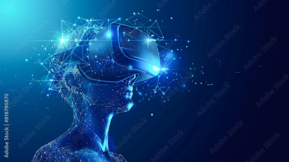 Poster digital polygonal wireframe abstract artificial intelligence concept. futuristic virtual graphic tou