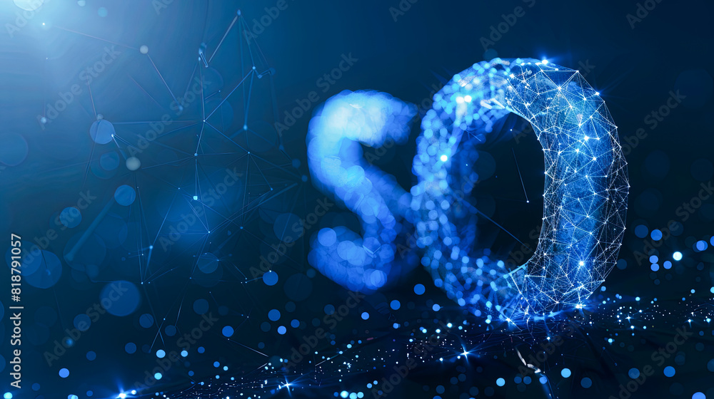 Poster abstract polygonal so network connection on blue background. 3d rendering