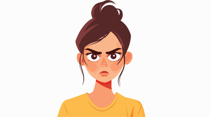 Angry annoyed woman with frowning displease face 