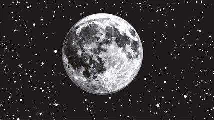 Full moon in outer space with lunar craters. Logo han
