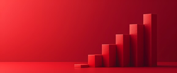 A clean and minimalist side view of a simple bar graph in bold red color, offering a visually appealing representation of data, captured with HD precision.