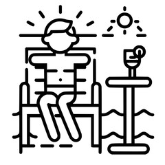 Vacation icon, leisure icon, summer icon, travel icon, beach icon, sun icon, tourism icon, airplane icon, travel destinations icon, family icon, business icon, sunbathing icon, icon, travel, summer, b