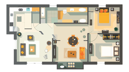 Apartment floor plan top view. Home interior design 