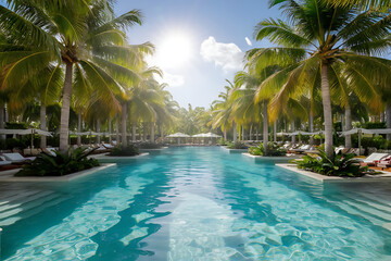 Fototapeta na wymiar tropical resort pool