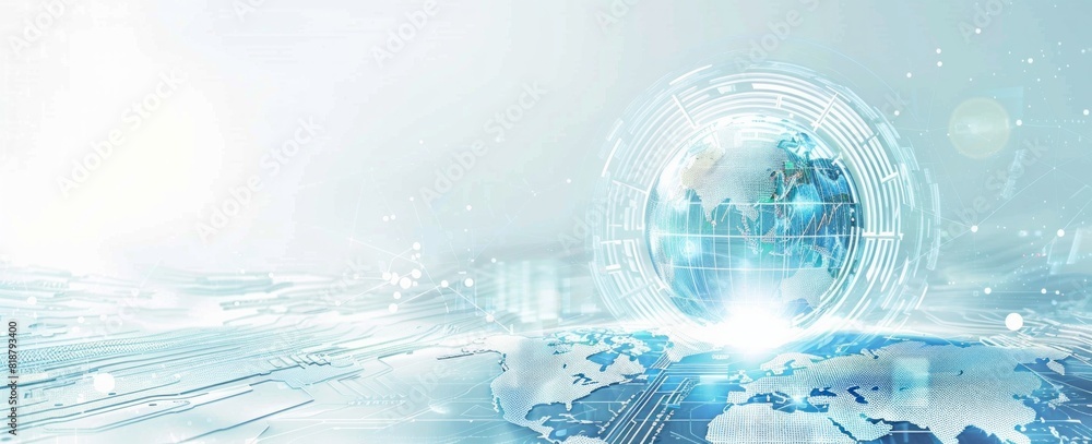 Aufkleber abstract digital technology background with globe and map