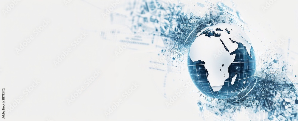Aufkleber abstract digital technology background with globe and map
